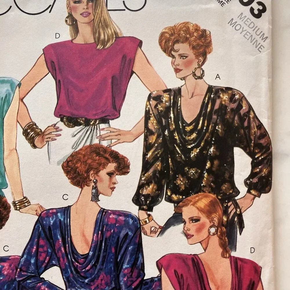 Vintage McCall’s Pattern‎ 2803 Women’s Long Sleeve Tops Size 14-16 Medium Uncut